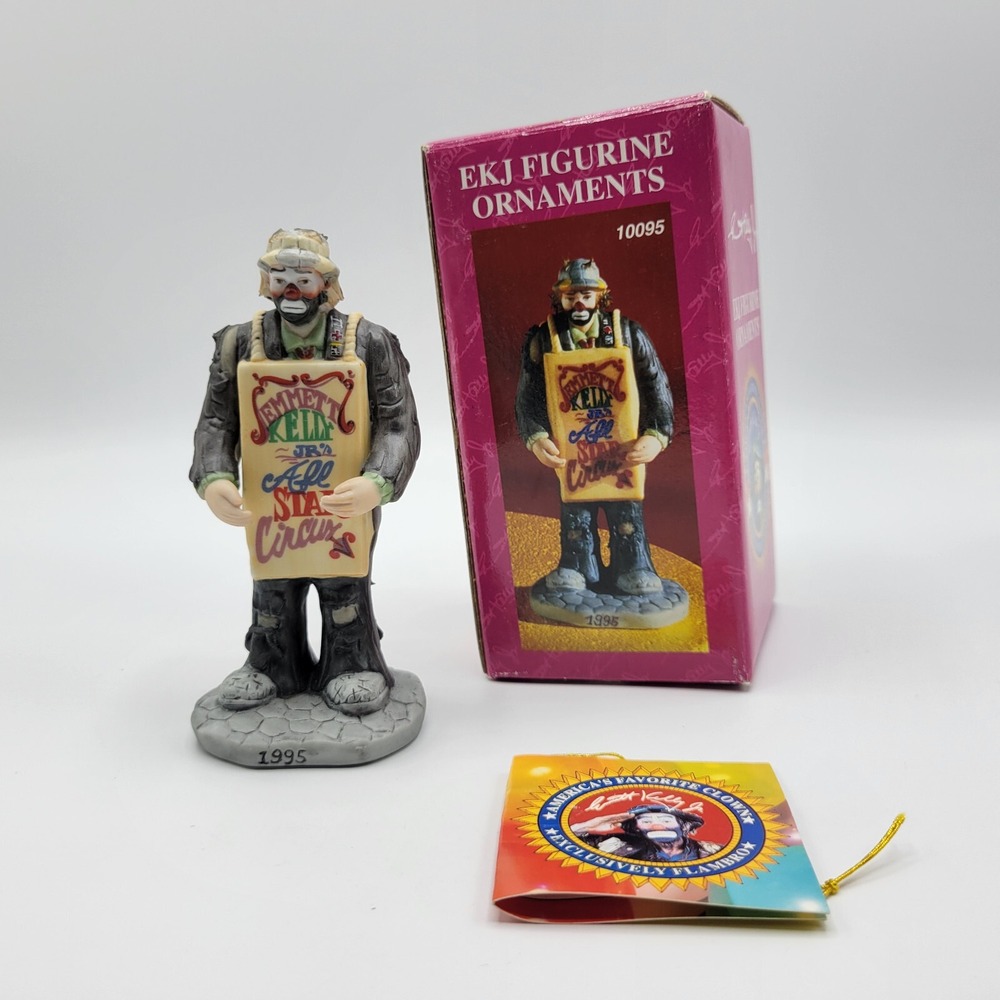 Vtg 1995 Flambro 10095 Clown Christmas Ornament Holiday Emmett Kelly Jr. Signed